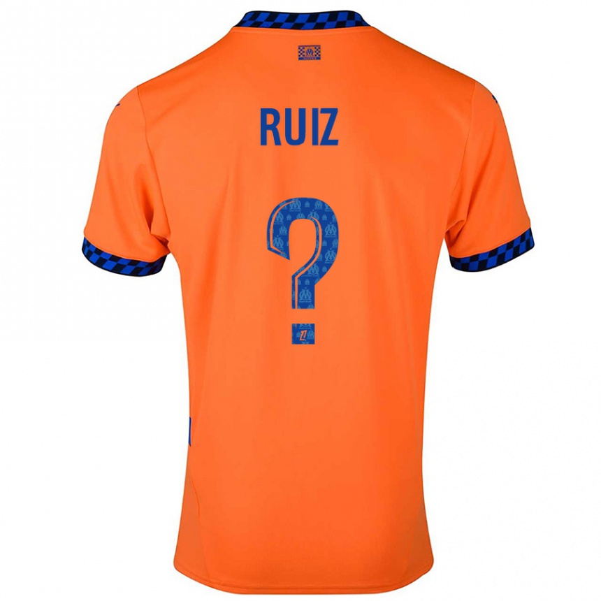 Kids Football Pedro Ruiz #0 Orange Dark Blue Third Jersey 2024/25 T-Shirt Uk