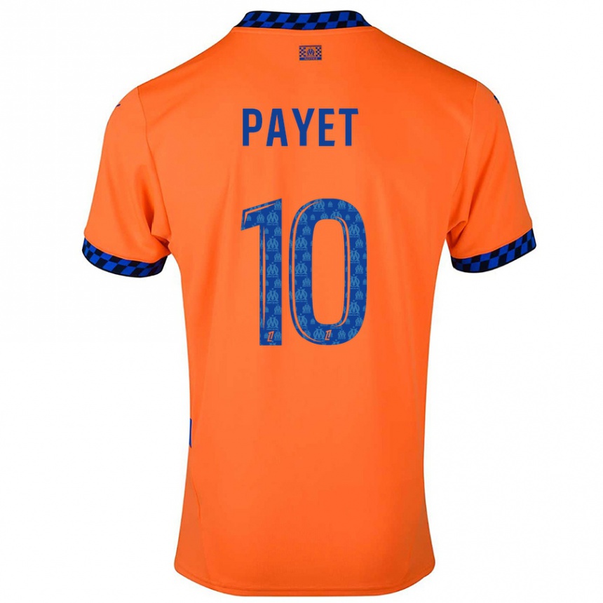 Kids Football Dimitri Payet #10 Orange Dark Blue Third Jersey 2024/25 T-Shirt Uk