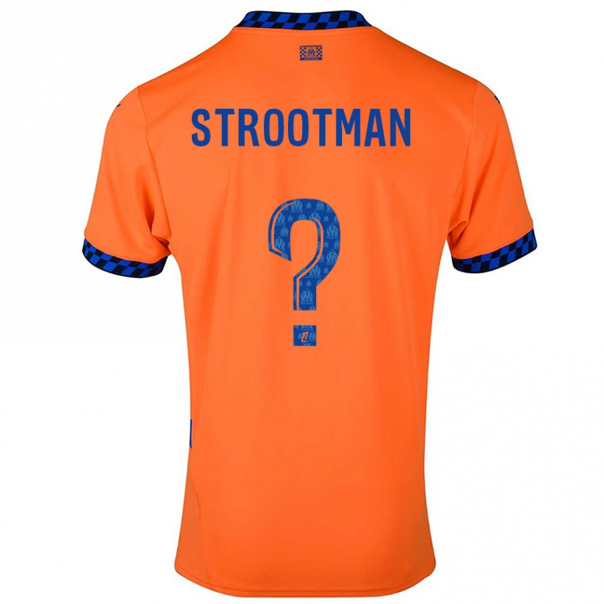 Kids Football Kevin Strootman #0 Orange Dark Blue Third Jersey 2024/25 T-Shirt Uk