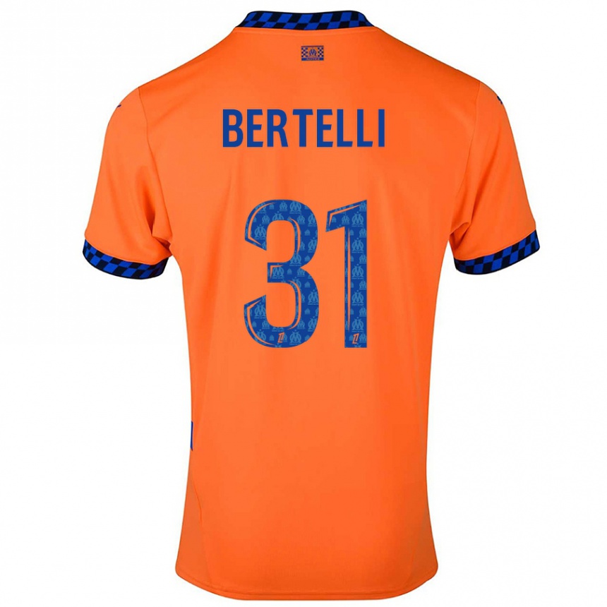 Kids Football Ugo Bertelli #31 Orange Dark Blue Third Jersey 2024/25 T-Shirt Uk