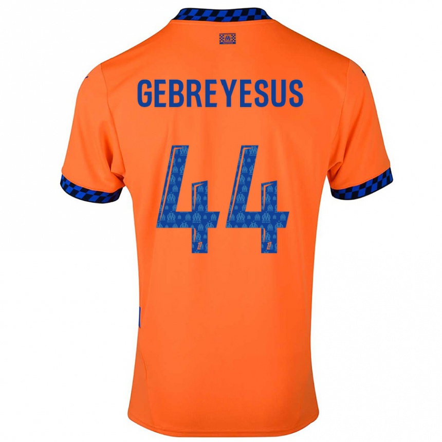 Kids Football Esey Gebreyesus #44 Orange Dark Blue Third Jersey 2024/25 T-Shirt Uk