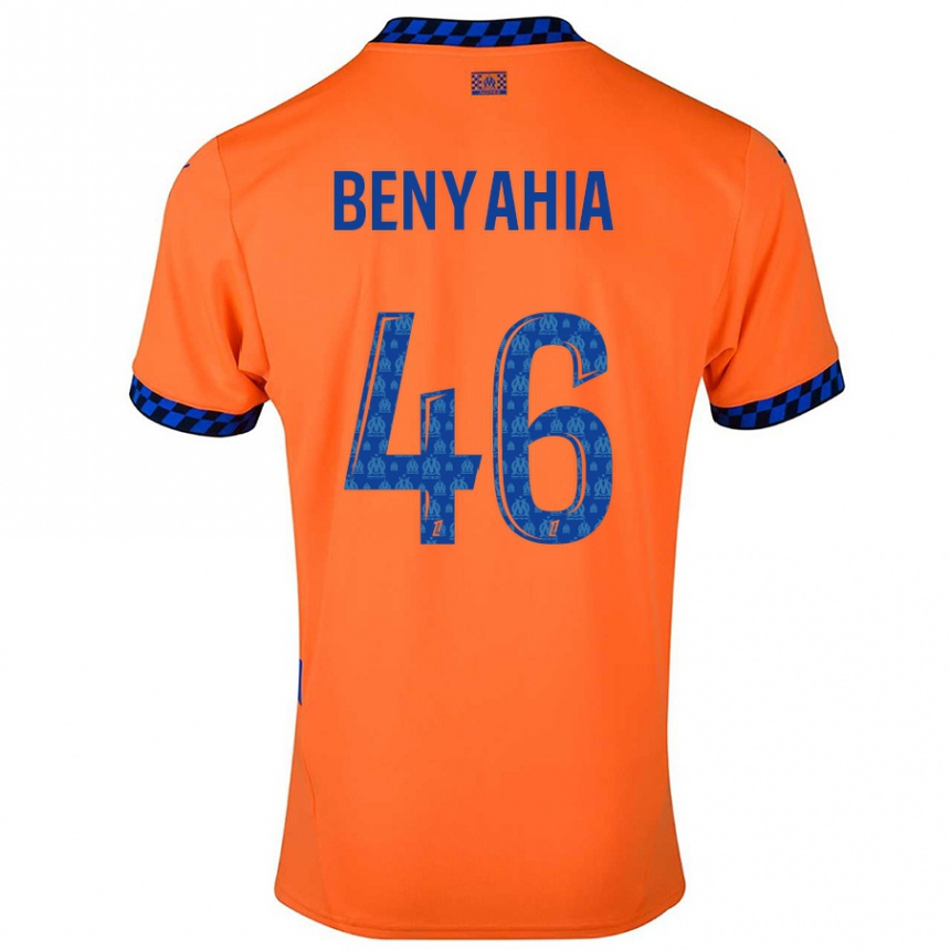 Kids Football Aylan Benyahia-Tani #46 Orange Dark Blue Third Jersey 2024/25 T-Shirt Uk