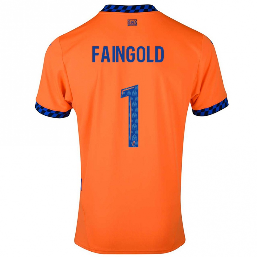 Kids Football Abbie Faingold #1 Orange Dark Blue Third Jersey 2024/25 T-Shirt Uk