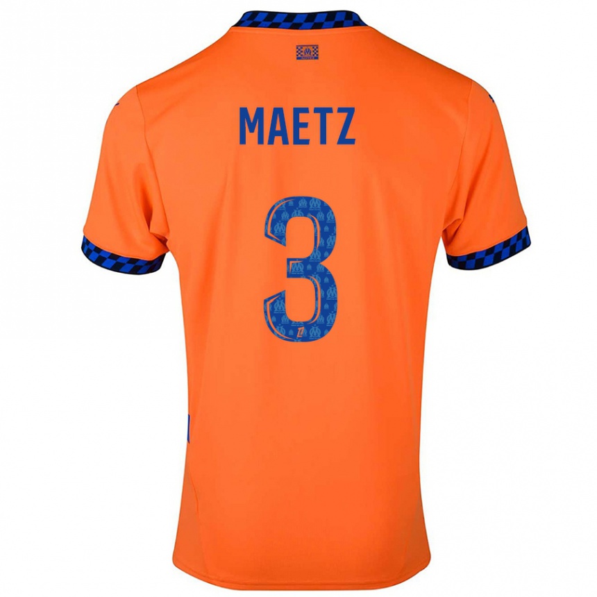 Kids Football Agathe Maetz #3 Orange Dark Blue Third Jersey 2024/25 T-Shirt Uk