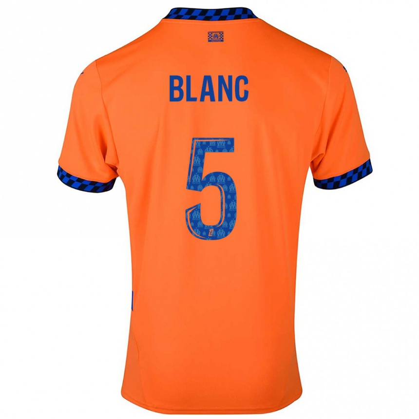 Kids Football Amandine Blanc #5 Orange Dark Blue Third Jersey 2024/25 T-Shirt Uk