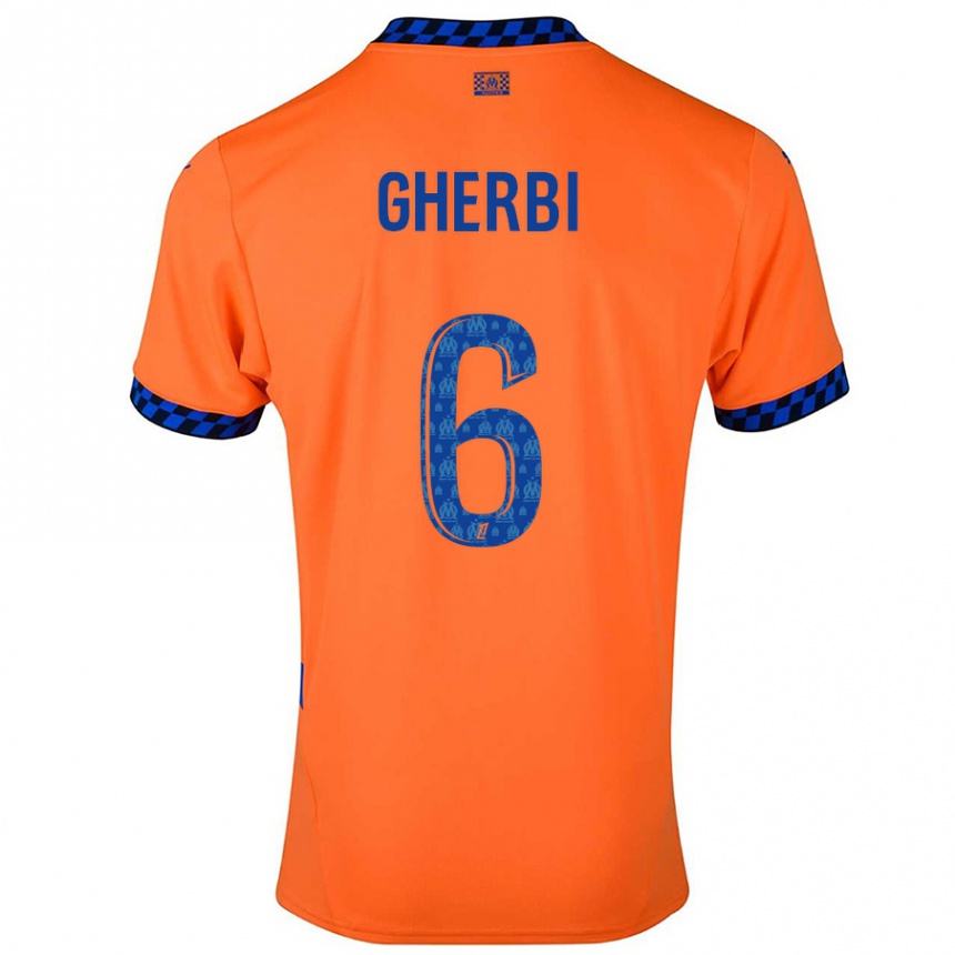 Kids Football Candice Gherbi #6 Orange Dark Blue Third Jersey 2024/25 T-Shirt Uk