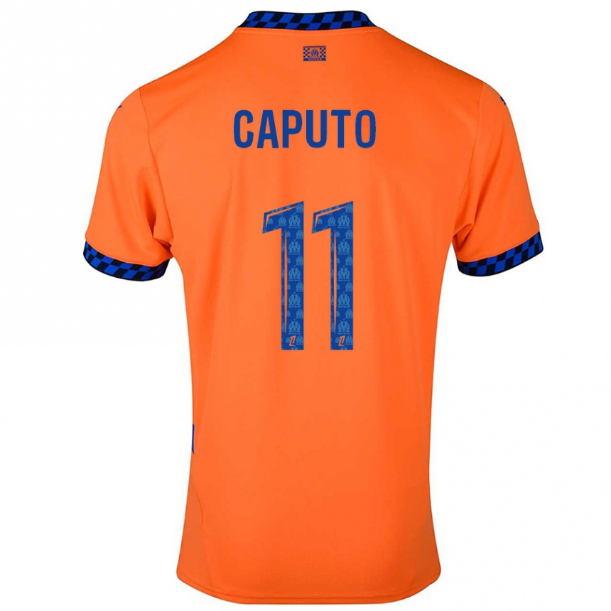 Kids Football Cindy Caputo #11 Orange Dark Blue Third Jersey 2024/25 T-Shirt Uk