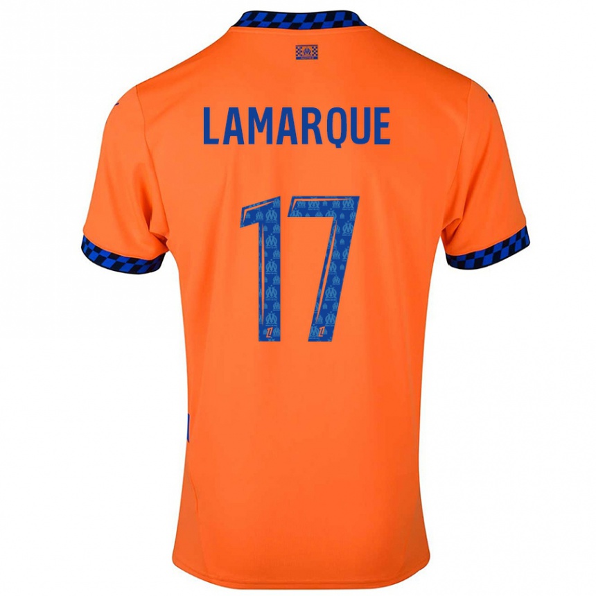 Kids Football Alais Lamarque #17 Orange Dark Blue Third Jersey 2024/25 T-Shirt Uk