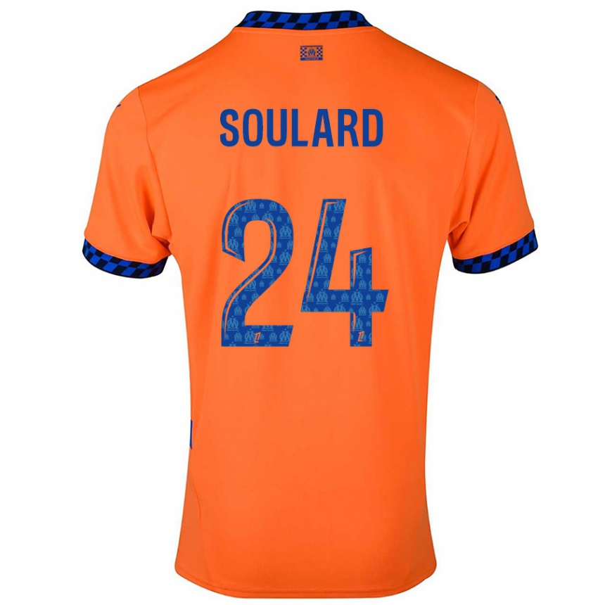 Kids Football Amandine Soulard #24 Orange Dark Blue Third Jersey 2024/25 T-Shirt Uk