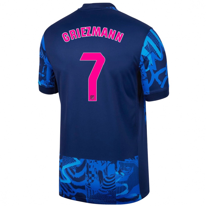 Kids Football Antoine Griezmann #7 Royal Blue Third Jersey 2024/25 T-Shirt Uk