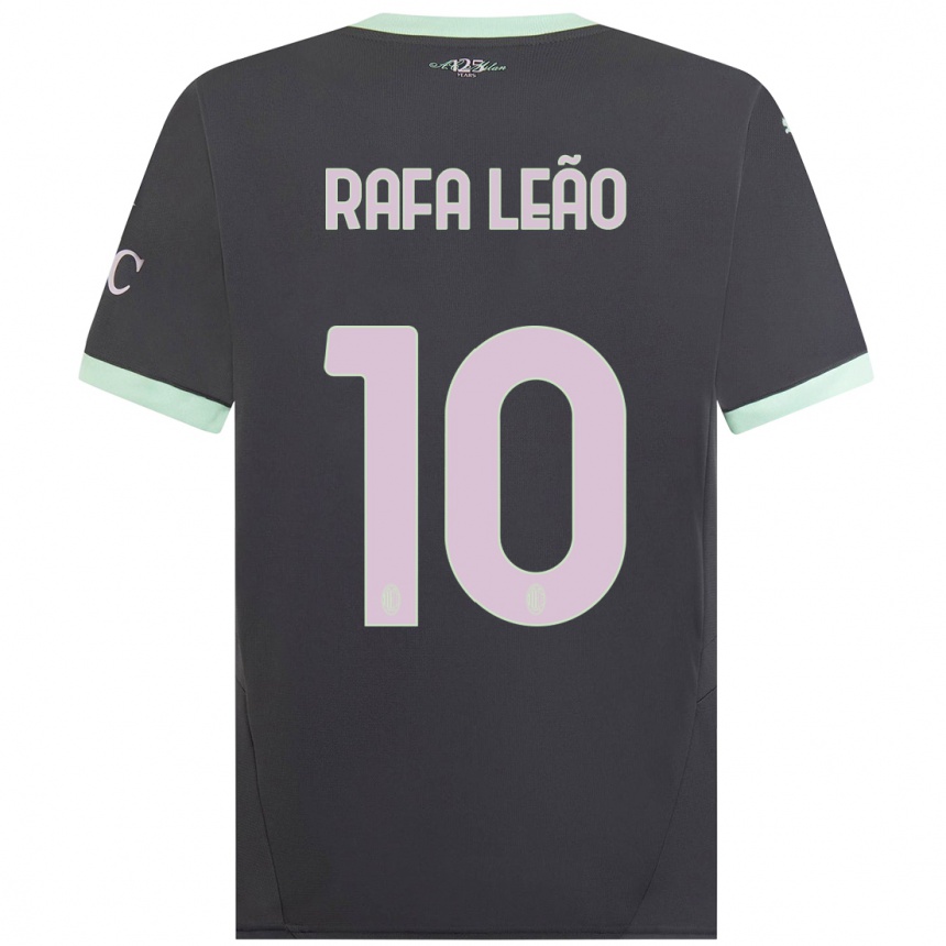 Kids Football Rafael Leao #10 Grey Third Jersey 2024/25 T-Shirt Uk