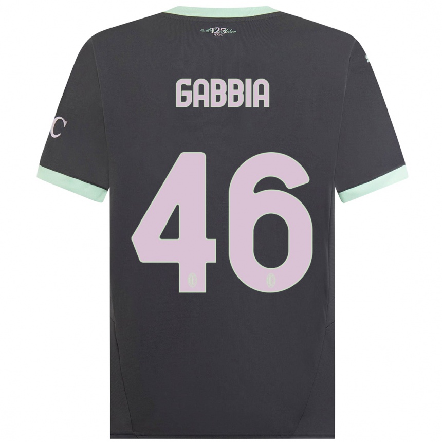 Kids Football Matteo Gabbia #46 Grey Third Jersey 2024/25 T-Shirt Uk