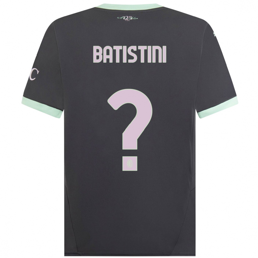 Kids Football Simone Batistini #0 Grey Third Jersey 2024/25 T-Shirt Uk