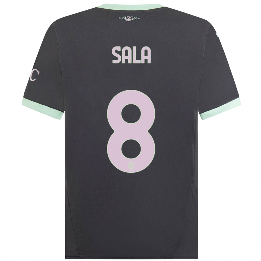 Kids Football Emanuele Sala #8 Grey Third Jersey 2024/25 T-Shirt Uk