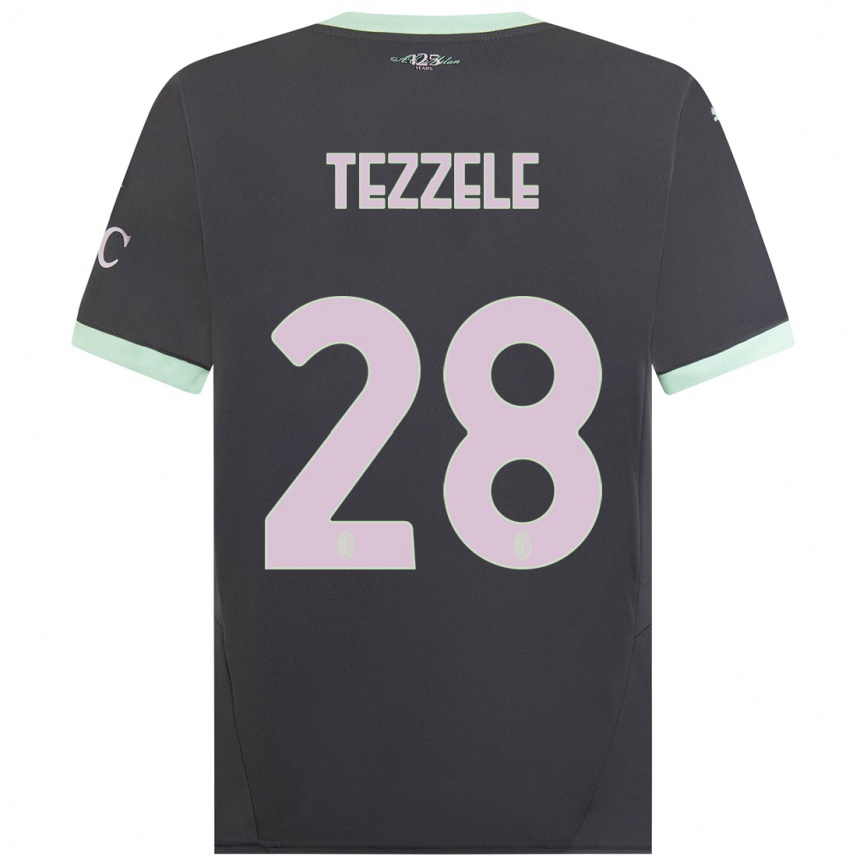 Kids Football Matteo Tezzele #28 Grey Third Jersey 2024/25 T-Shirt Uk