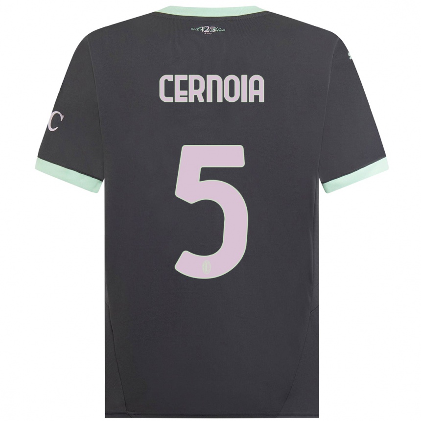 Kids Football Valentina Cernoia #5 Grey Third Jersey 2024/25 T-Shirt Uk