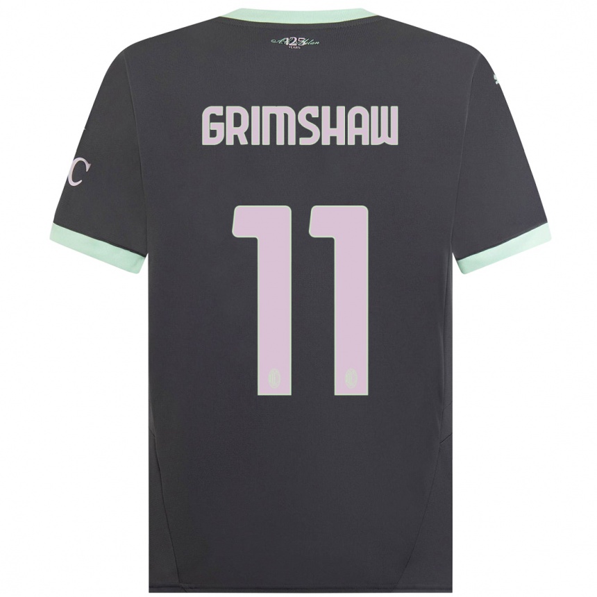 Kids Football Christy Grimshaw #11 Grey Third Jersey 2024/25 T-Shirt Uk