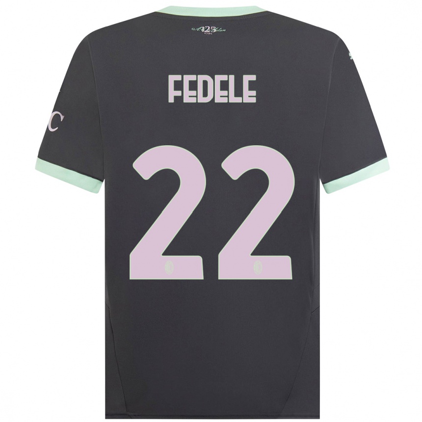 Kids Football Noemi Fedele #22 Grey Third Jersey 2024/25 T-Shirt Uk