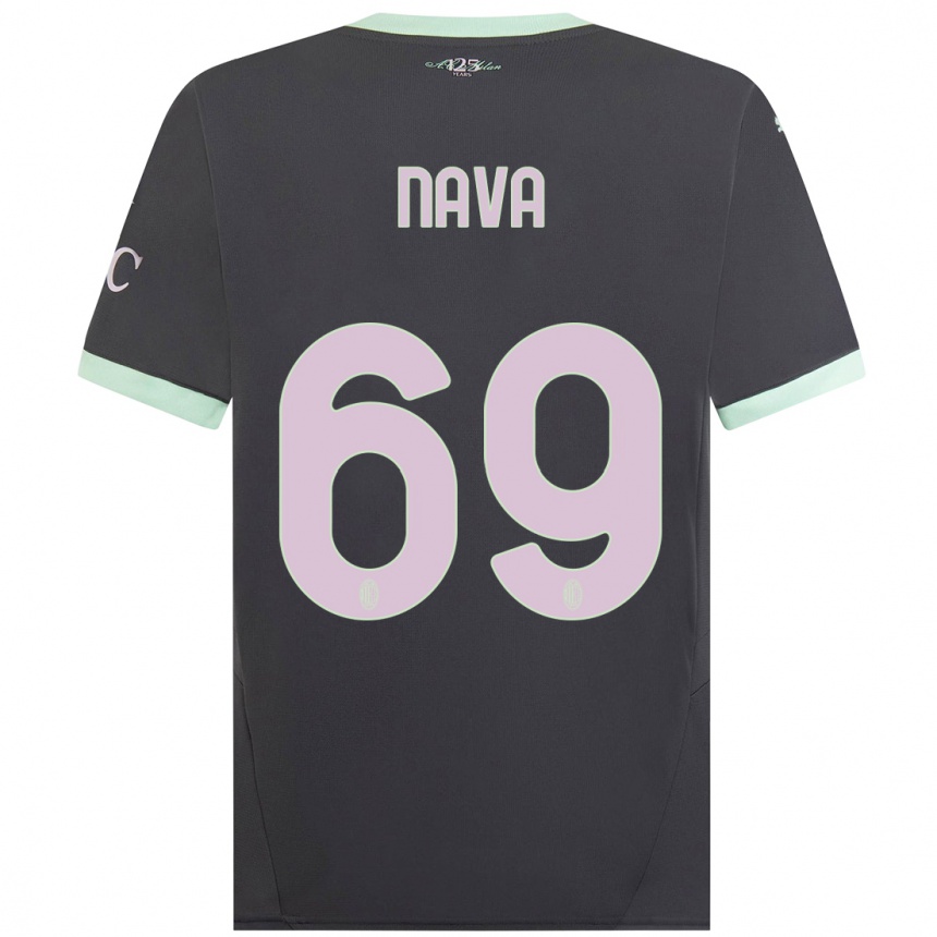 Kids Football Lapo Nava #69 Grey Third Jersey 2024/25 T-Shirt Uk