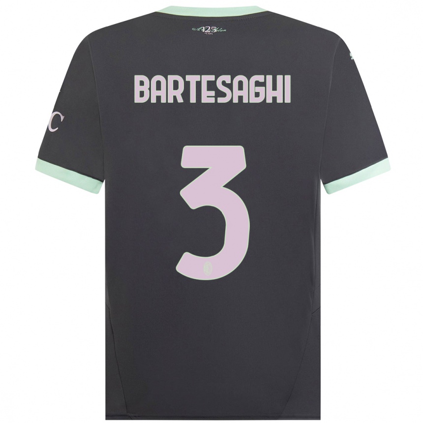 Kids Football Davide Bartesaghi #3 Grey Third Jersey 2024/25 T-Shirt Uk