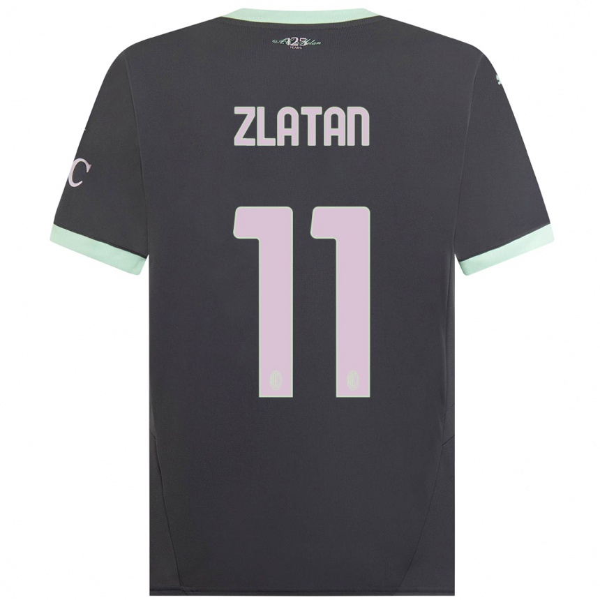 Kids Football Zlatan Ibrahimovic #11 Grey Third Jersey 2024/25 T-Shirt Uk