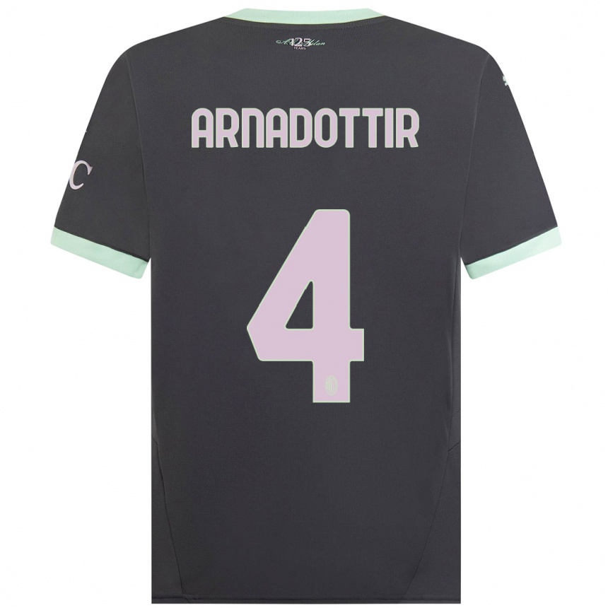 Kids Football Guony Arnadottir #4 Grey Third Jersey 2024/25 T-Shirt Uk