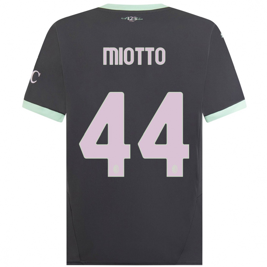 Kids Football Giorgia Miotto #44 Grey Third Jersey 2024/25 T-Shirt Uk