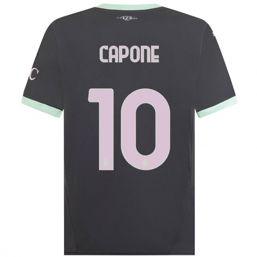 Kids Football Andrea Capone #10 Grey Third Jersey 2024/25 T-Shirt Uk