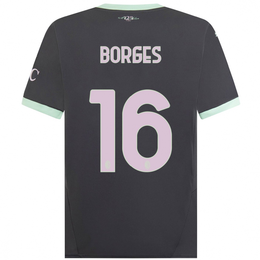 Kids Football Lenny Borges #16 Grey Third Jersey 2024/25 T-Shirt Uk