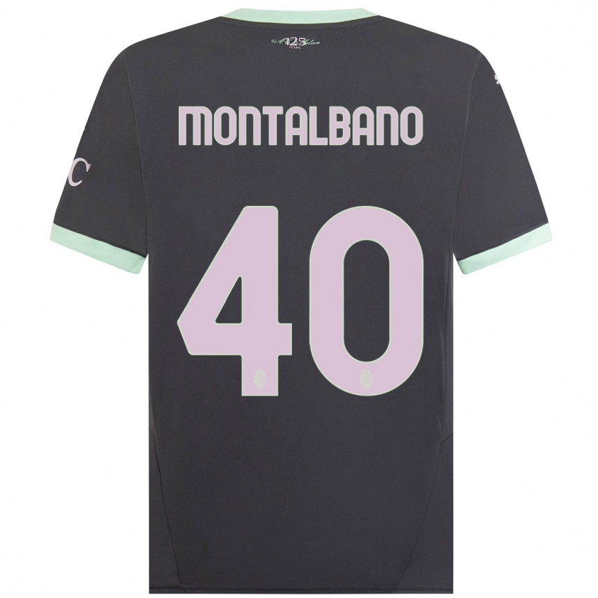 Kids Football Nicolo Montalbano #40 Grey Third Jersey 2024/25 T-Shirt Uk