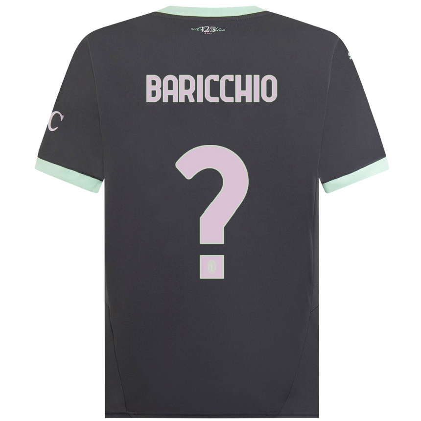 Kids Football Luca Baricchio #0 Grey Third Jersey 2024/25 T-Shirt Uk