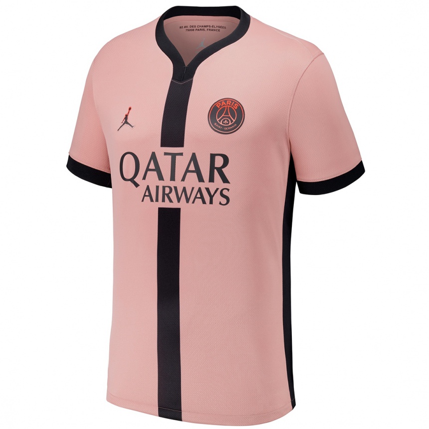 Kids Football Your Name #0 Rust Pink Third Jersey 2024/25 T-Shirt Uk