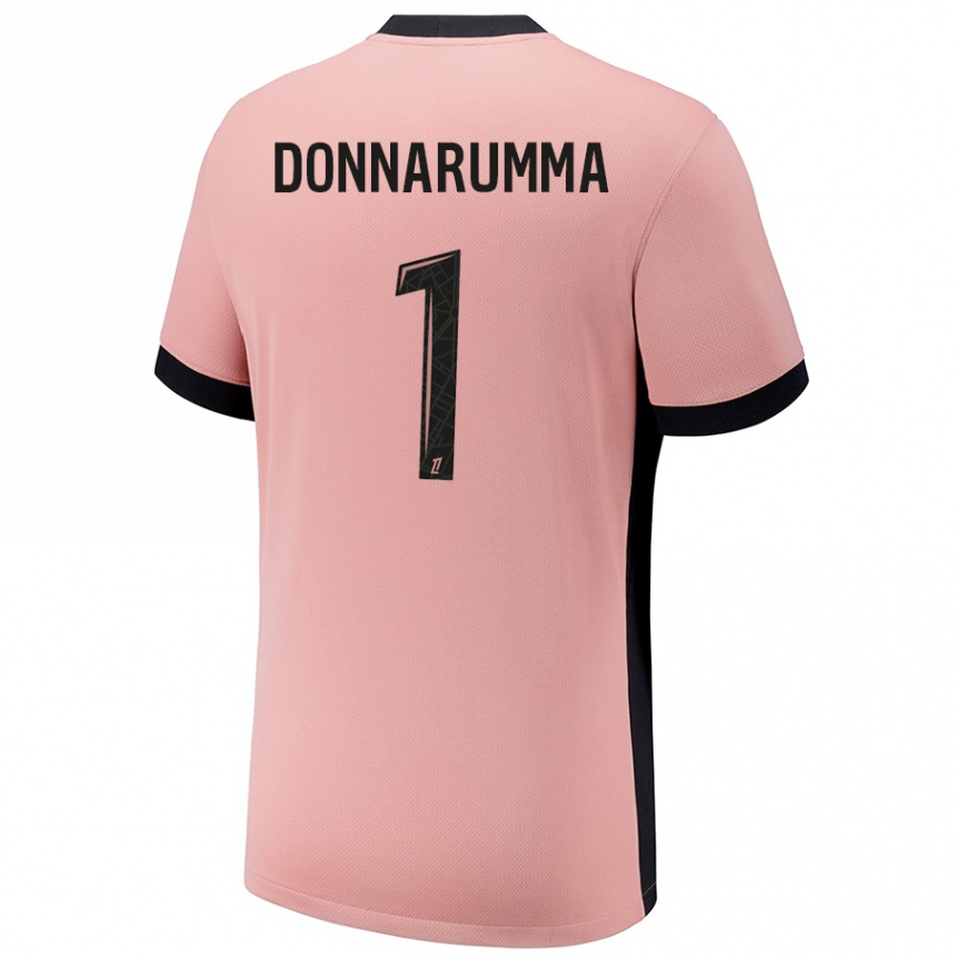 Kids Football Gianluigi Donnarumma #1 Rust Pink Third Jersey 2024/25 T-Shirt Uk