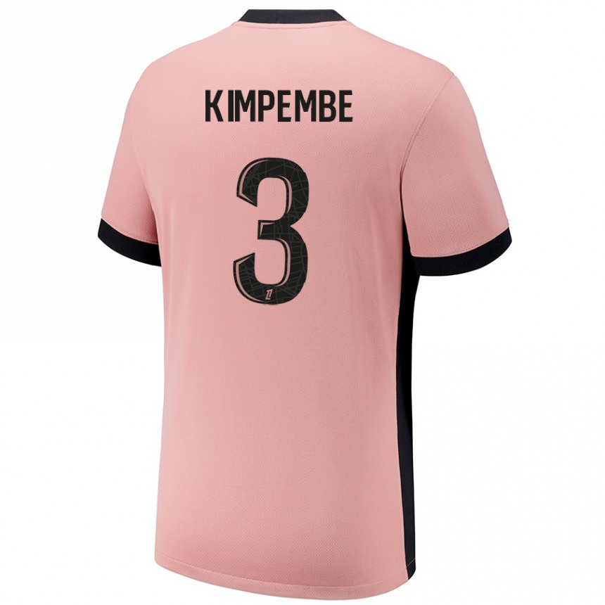 Kids Football Presnel Kimpembe #3 Rust Pink Third Jersey 2024/25 T-Shirt Uk