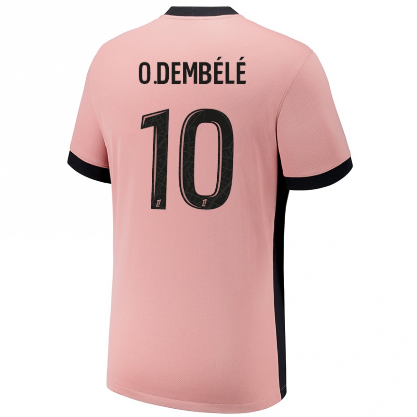 Kids Football Ousmane Dembele #10 Rust Pink Third Jersey 2024/25 T-Shirt Uk