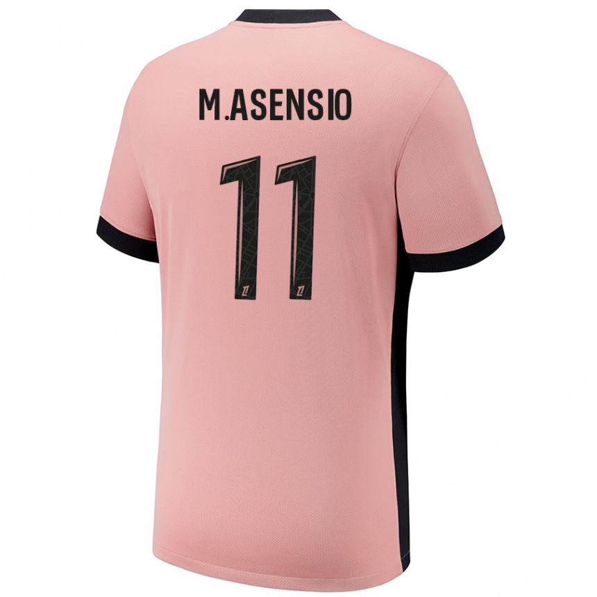 Kids Football Marco Asensio #11 Rust Pink Third Jersey 2024/25 T-Shirt Uk