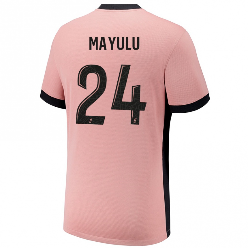 Kids Football Senny Mayulu #24 Rust Pink Third Jersey 2024/25 T-Shirt Uk