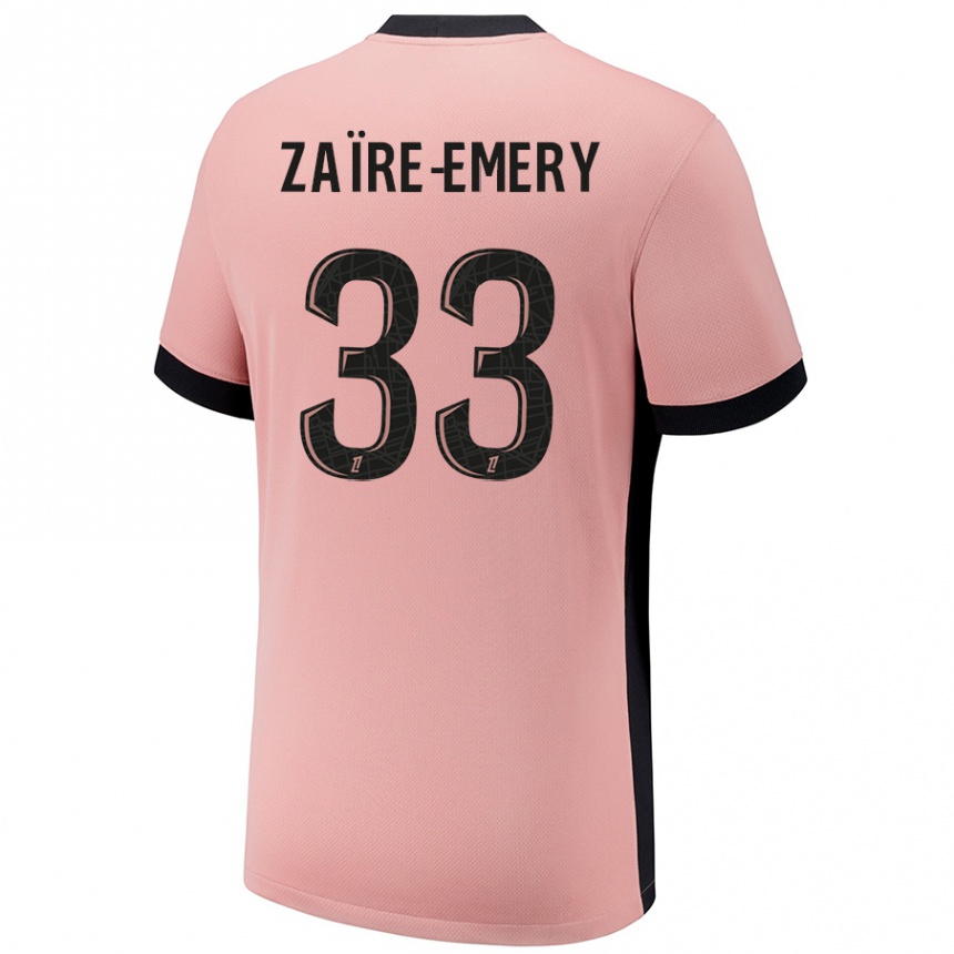 Kids Football Warren Zaire Emery #33 Rust Pink Third Jersey 2024/25 T-Shirt Uk