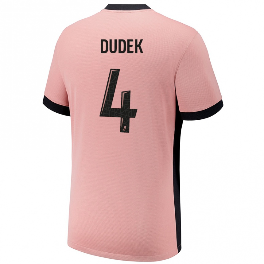 Kids Football Paulina Dudek #4 Rust Pink Third Jersey 2024/25 T-Shirt Uk