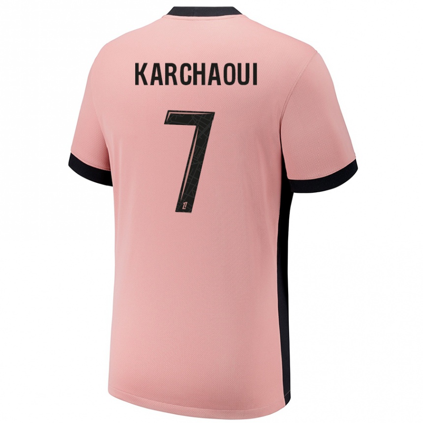 Kids Football Sakina Karchaoui #7 Rust Pink Third Jersey 2024/25 T-Shirt Uk