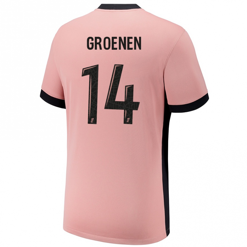 Kids Football Jackie Groenen #14 Rust Pink Third Jersey 2024/25 T-Shirt Uk