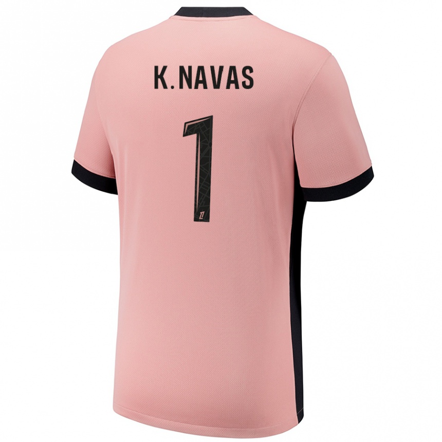 Kids Football Keylor Navas #1 Rust Pink Third Jersey 2024/25 T-Shirt Uk