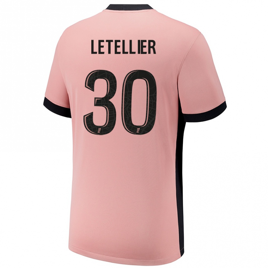 Kids Football Alexandre Letellier #30 Rust Pink Third Jersey 2024/25 T-Shirt Uk