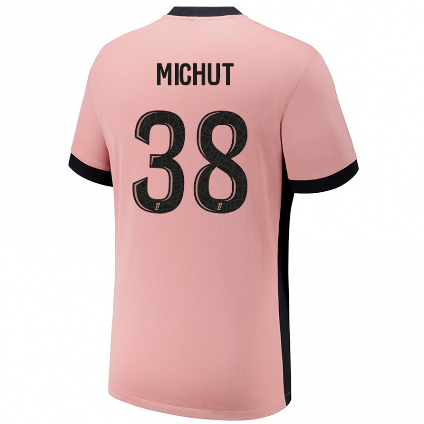 Kids Football Edouard Michut #38 Rust Pink Third Jersey 2024/25 T-Shirt Uk