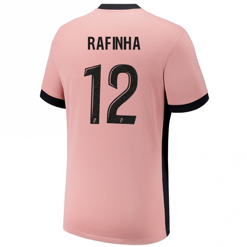 Kids Football Rafinha #12 Rust Pink Third Jersey 2024/25 T-Shirt Uk