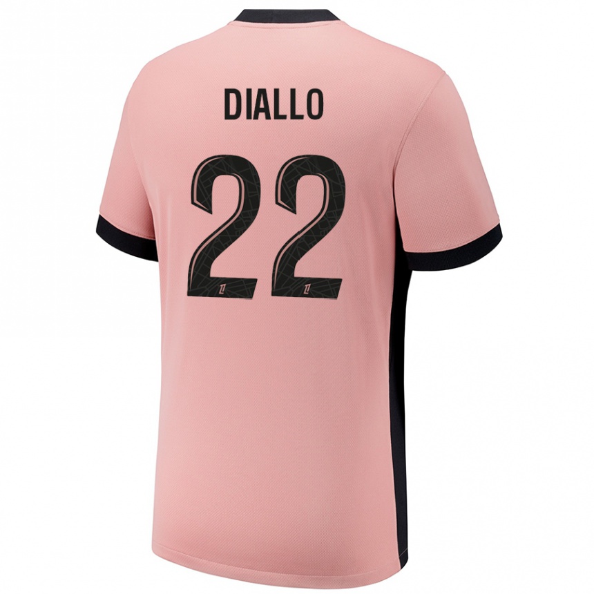 Kids Football Abdou Diallo #22 Rust Pink Third Jersey 2024/25 T-Shirt Uk