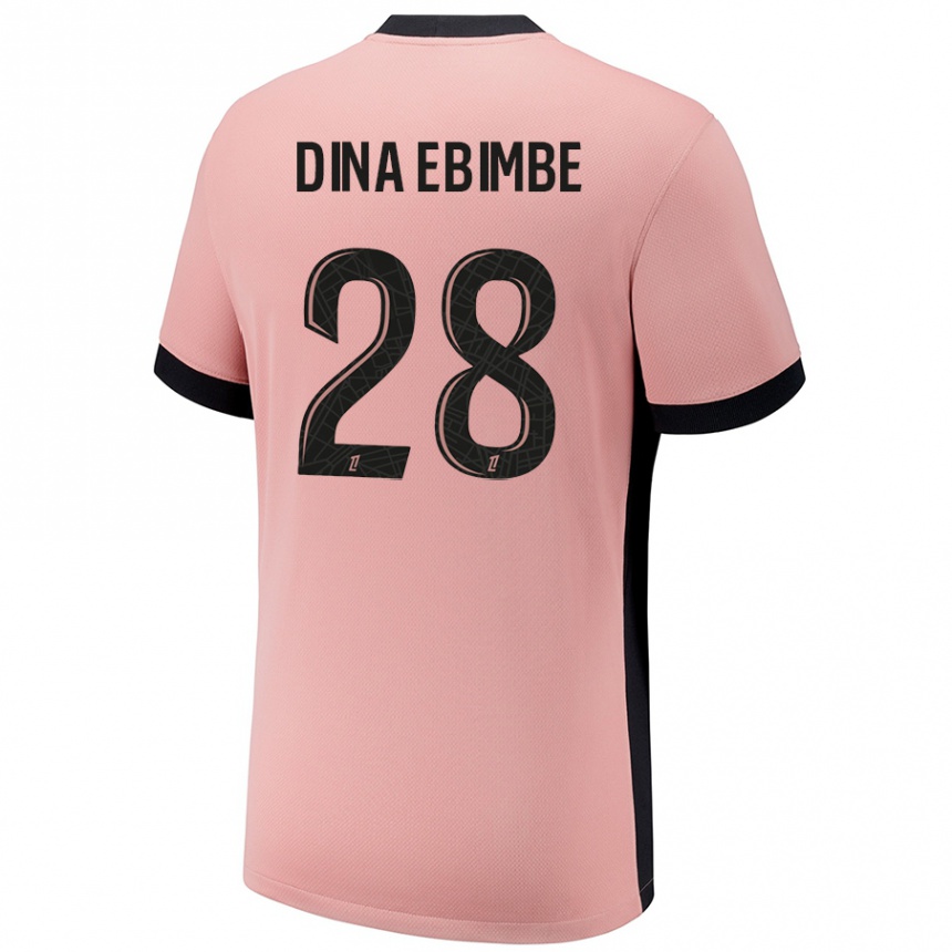 Kids Football Eric Junior Dina Ebimbe #28 Rust Pink Third Jersey 2024/25 T-Shirt Uk