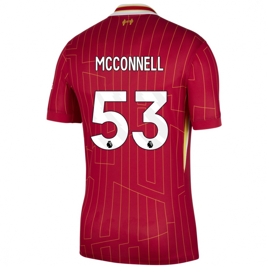 Men Football James Mcconnell #53 Red Yellow White Home Jersey 2024/25 T-Shirt Uk