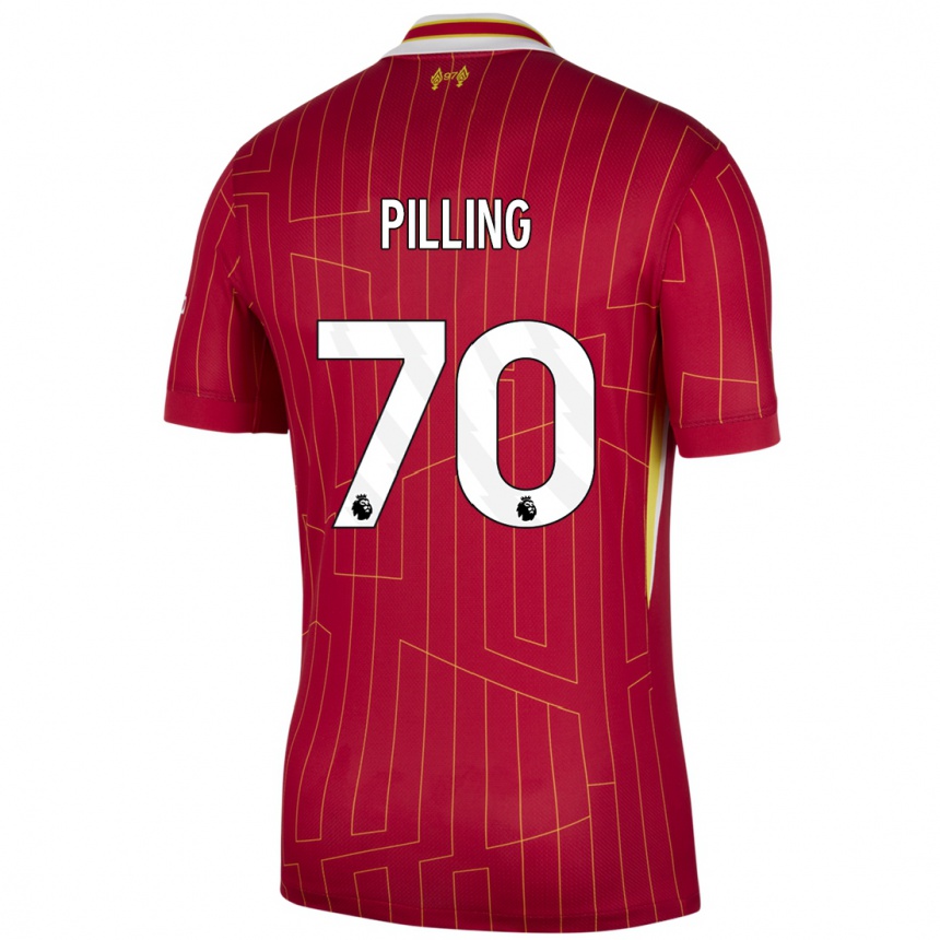 Men Football Tommy Pilling #70 Red Yellow White Home Jersey 2024/25 T-Shirt Uk