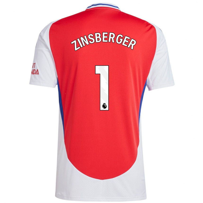 Men Football Manuela Zinsberger #1 Red White Home Jersey 2024/25 T-Shirt Uk